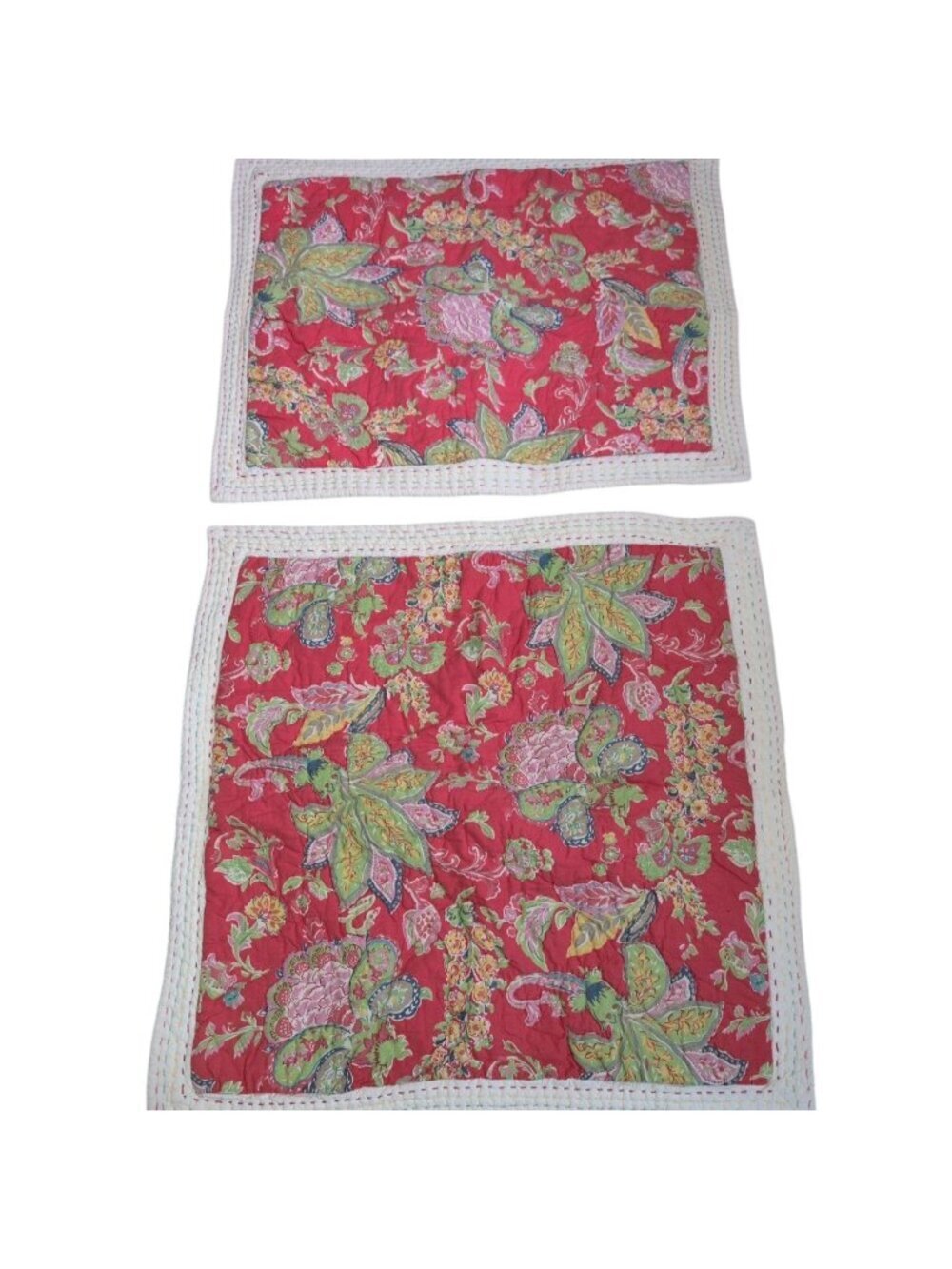 Pottery Barn Floral Georgia Shams Red Quilted Square Rectangle 100% Cotton